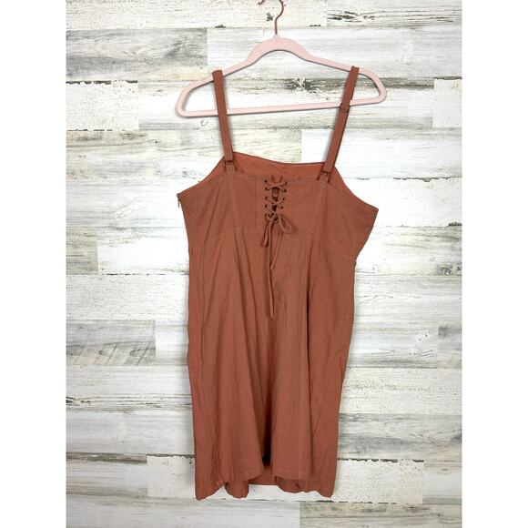 Altar’d State Womens Large Salmon Pink Boho Flare Mini Dress Side Zip - Picture 2 of 5